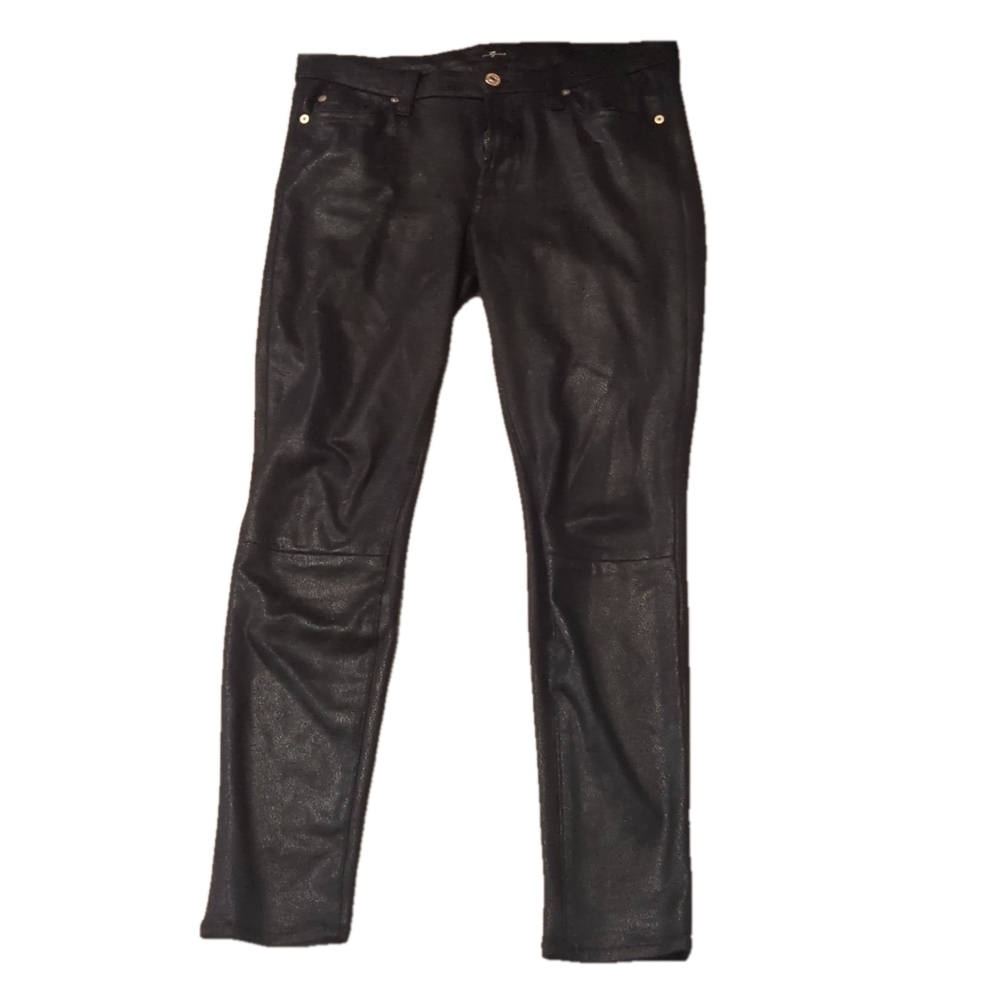 7 for all mankind faux leather black pants size 28